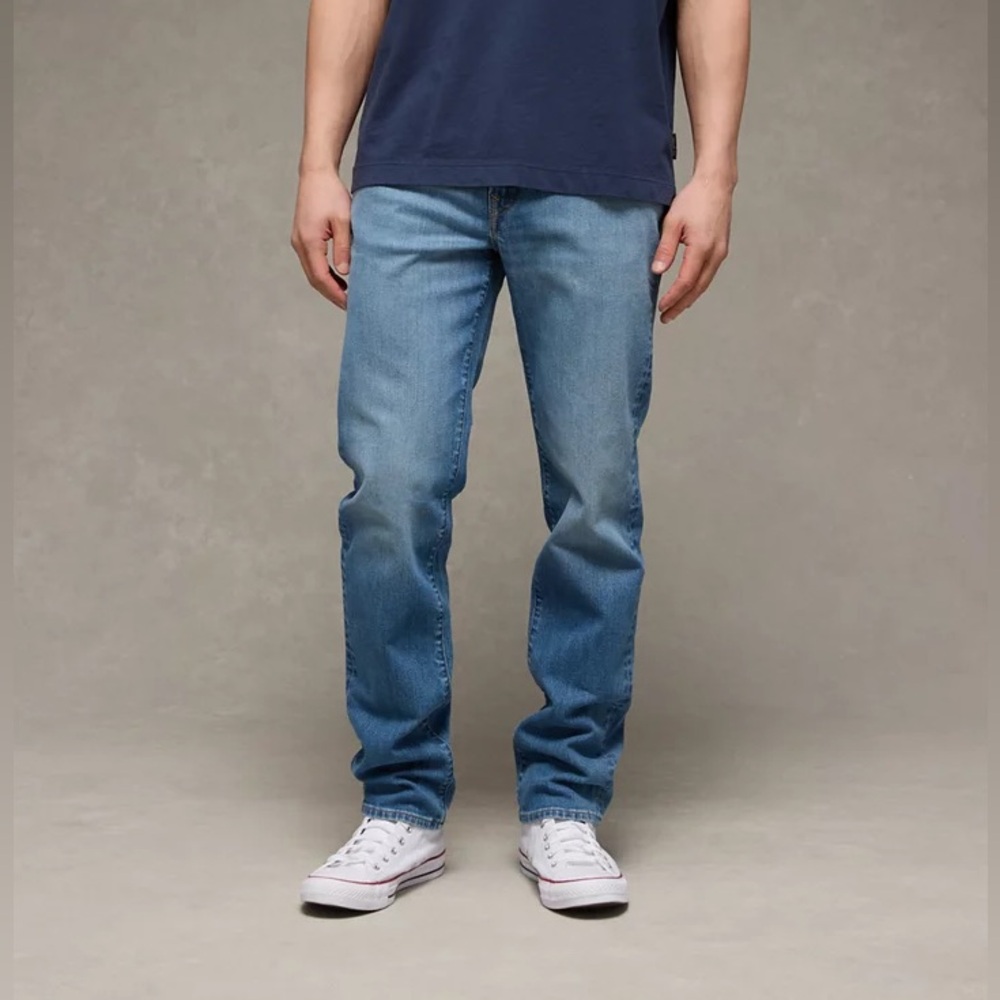 AMERICAN EAGLE AIRFLEX+ SLIM JEAN - BRIGHT BLUE SIZE 33 WAIST 30 LENGTH (PREOWN)
